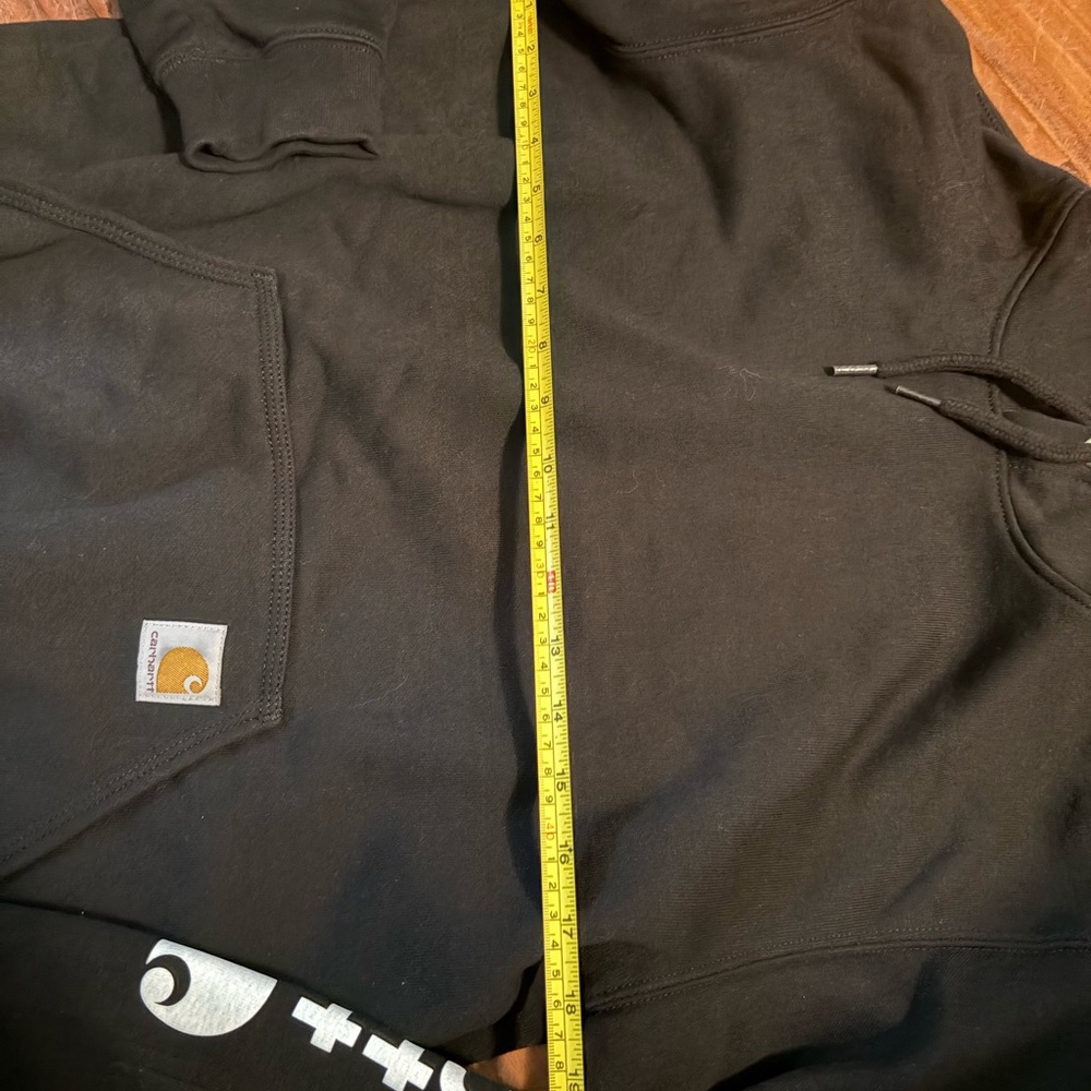 Carhartt Black Hoodie Sweatshirt Loose Fit Sleeve Logo Small - Picture 4 of 5